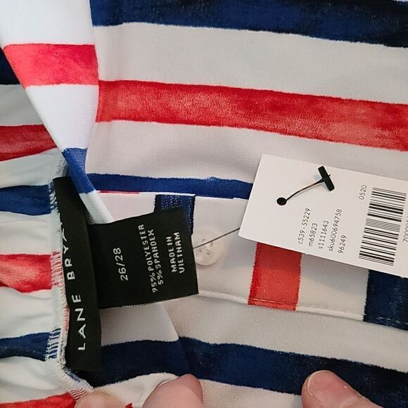 26W 28W Midi Crepe Skirt Red Blue Pockets Pull on - Picture 4 of 10